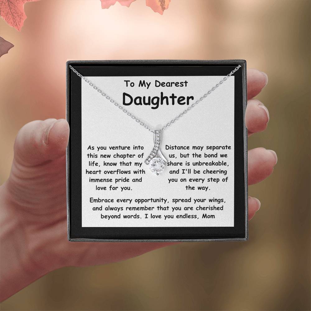 To My Dearest Daughter message card with the adorable Alluring Beauty Necklace.