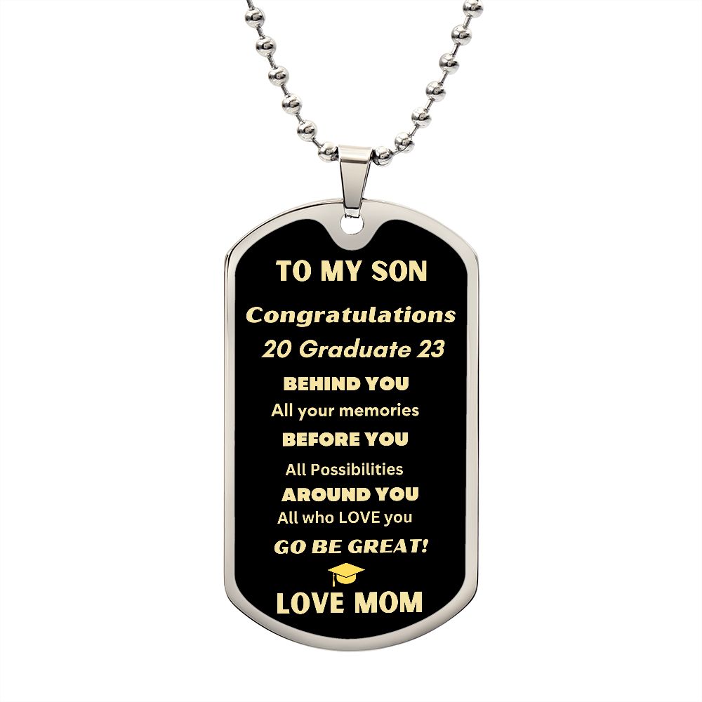 TO MY SON GRADUATION 2023 LOVE DOG TAG NECKLACE