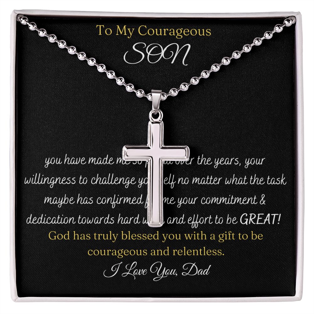 To My Courageous Son / Stainless Cross Necklace (LoveONLYGifts))