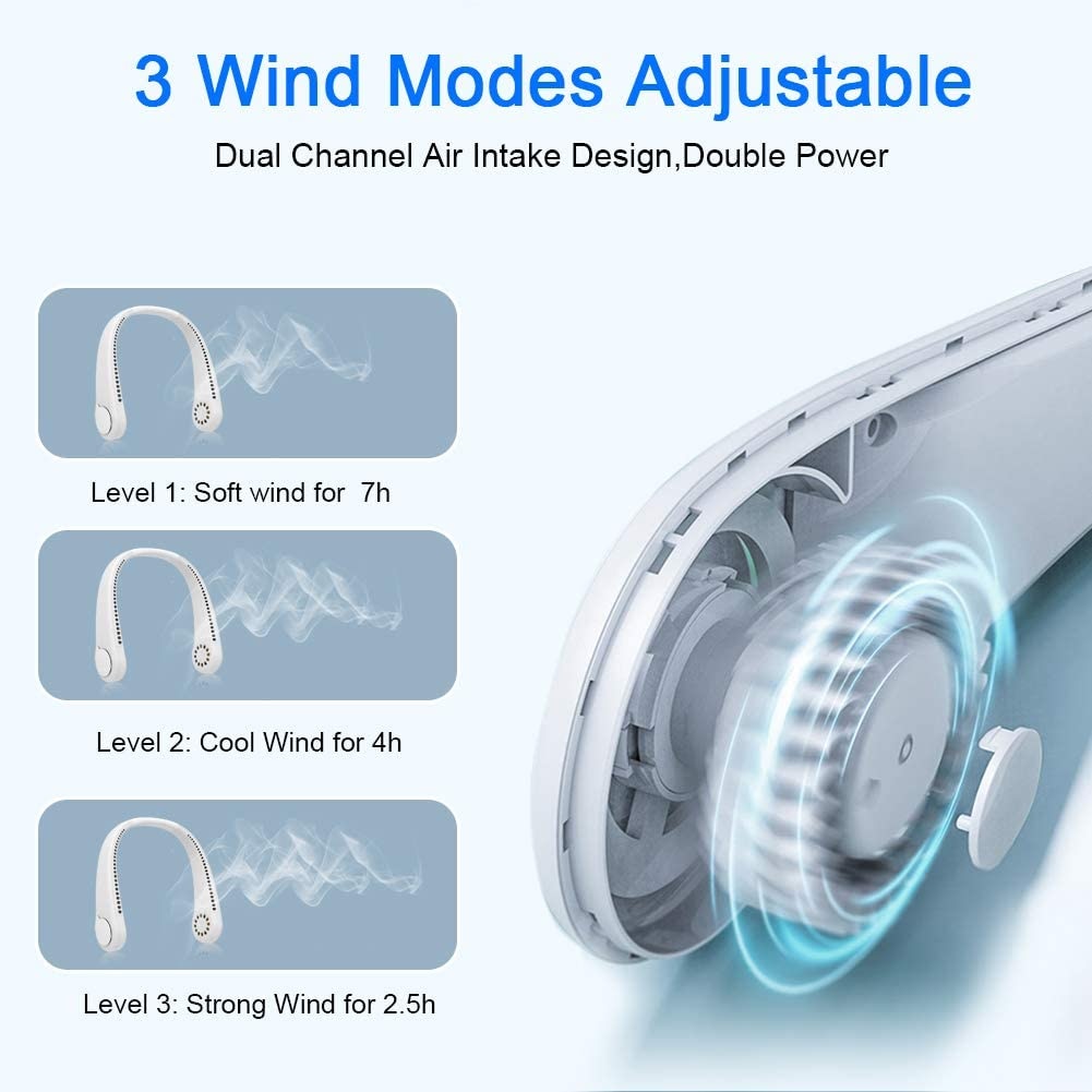 New Mini Neck Fan Portable Bladeless Hanging Neck Rechargeable Air Cooler 3 Speed