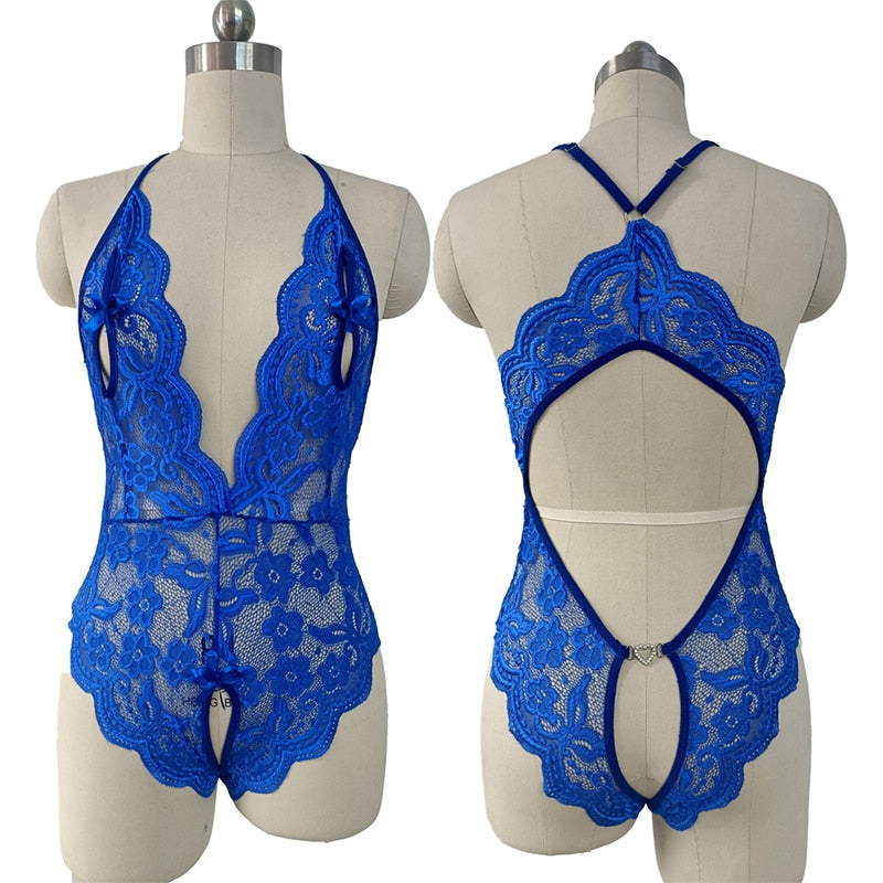 INDA Sensual Blue Lace Hollow Bodysuit: Elevate Your Intimate Wardrobe