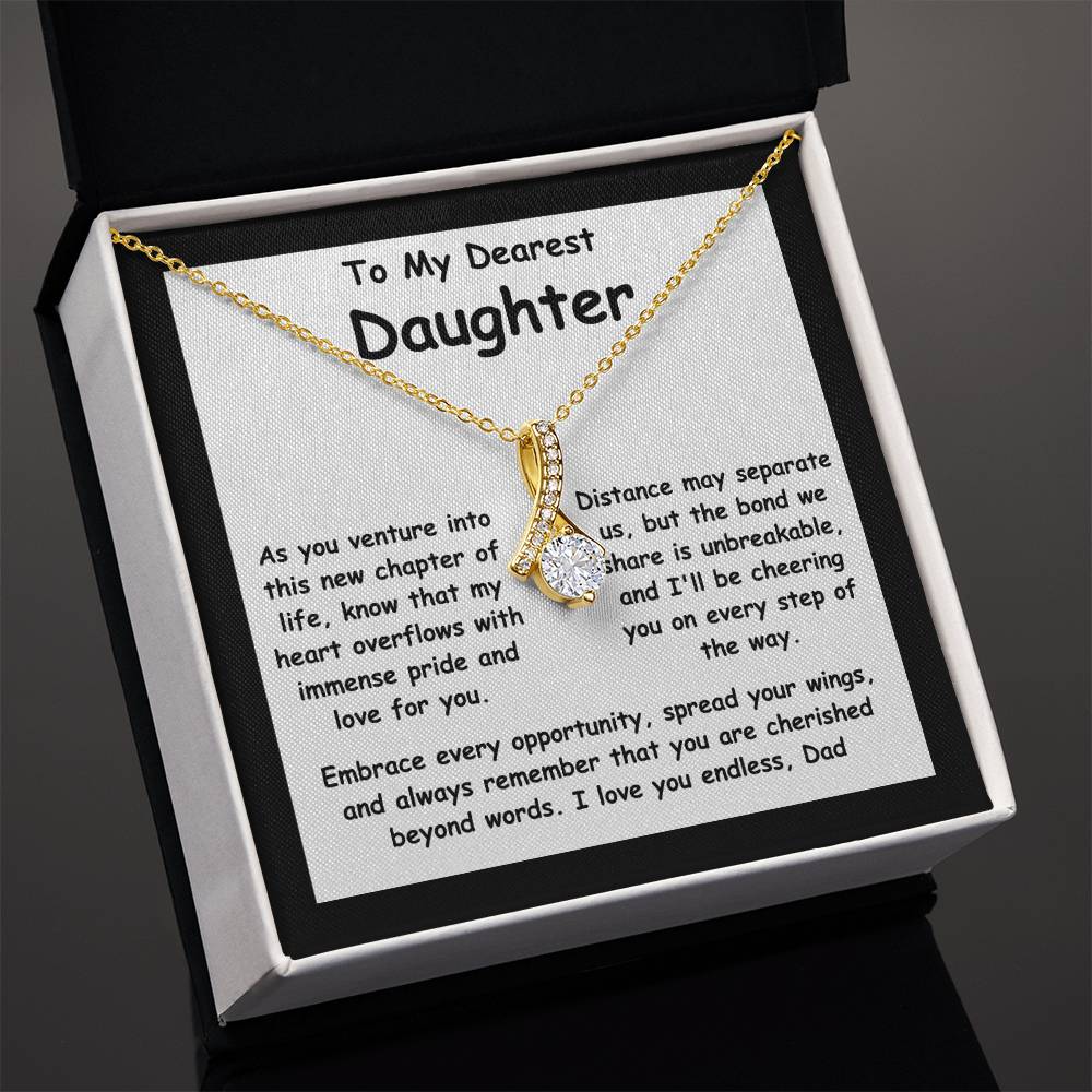 To My Dearest Daughter the message gift card from dad with the Alluring Beauty Necklace