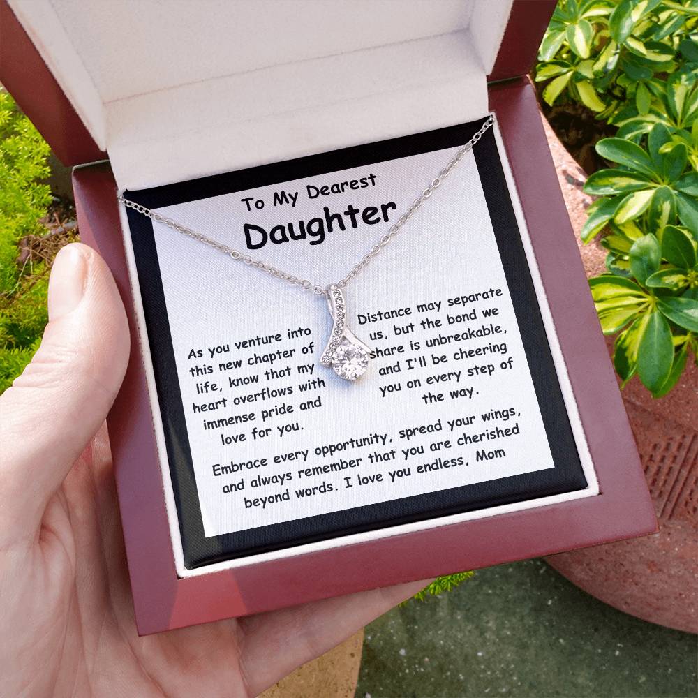 To My Dearest Daughter message card with the adorable Alluring Beauty Necklace.