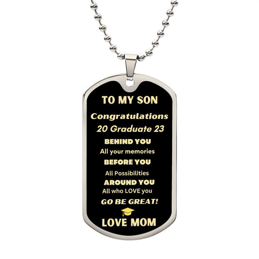 TO MY SON GRADUATION 2023 LOVE DOG TAG NECKLACE
