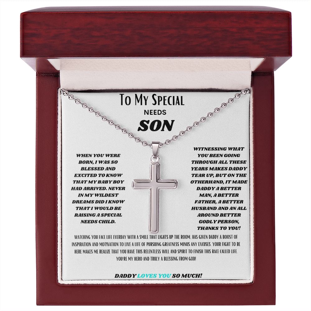 TO MY SPECIAL NEEDS SON, STAINLESS CROSS NECKLACE