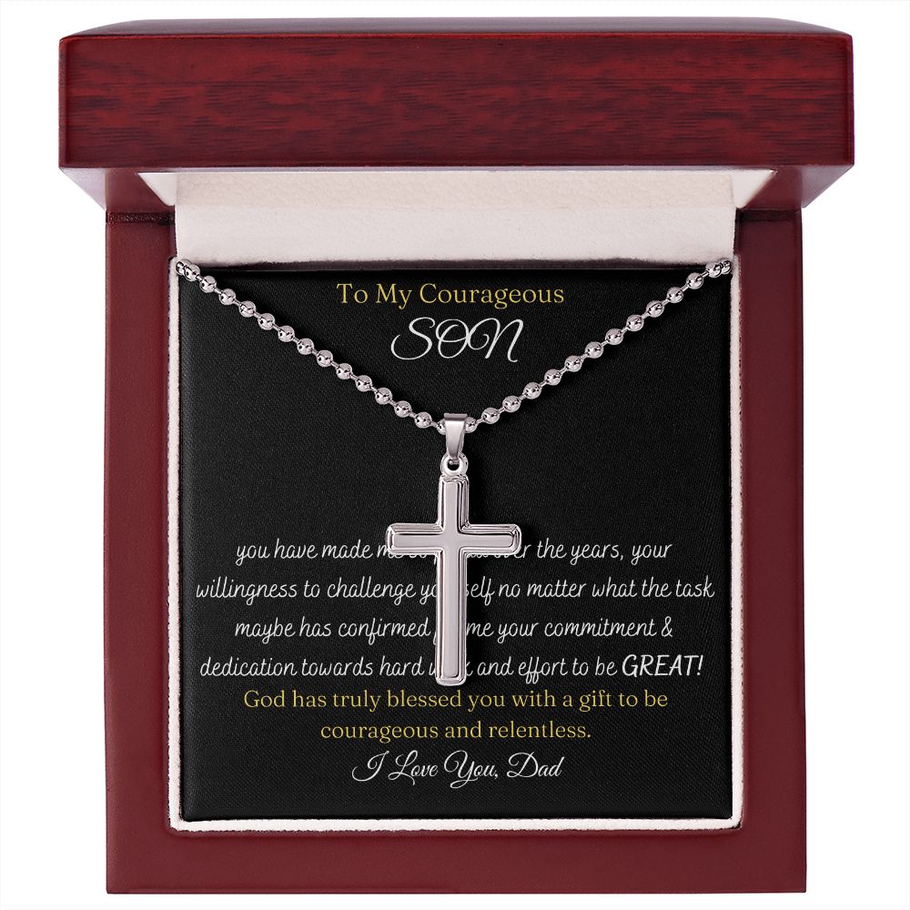 To My Courageous Son / Stainless Cross Necklace (LoveONLYGifts))