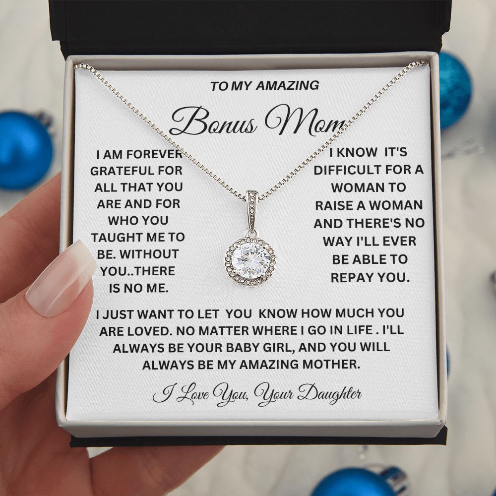 TO MY AMAZING BONUS MOM HAPPY MOTHER'S DAY, ENJOY THIS BEAUTIFUL ETERNAL HOPE NECKLACE