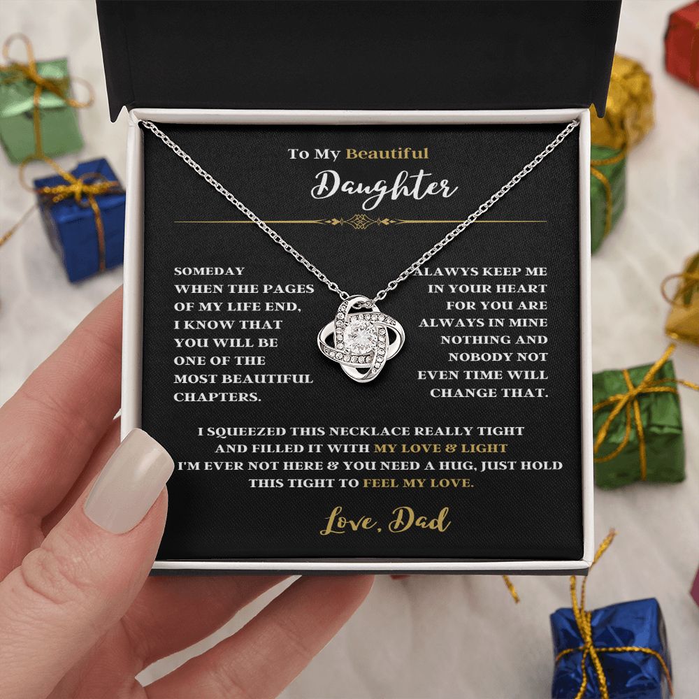 TO MY BEAUTIFUL DAUGHTER FROM DAD THIS LOVE KNOT NECKLACE